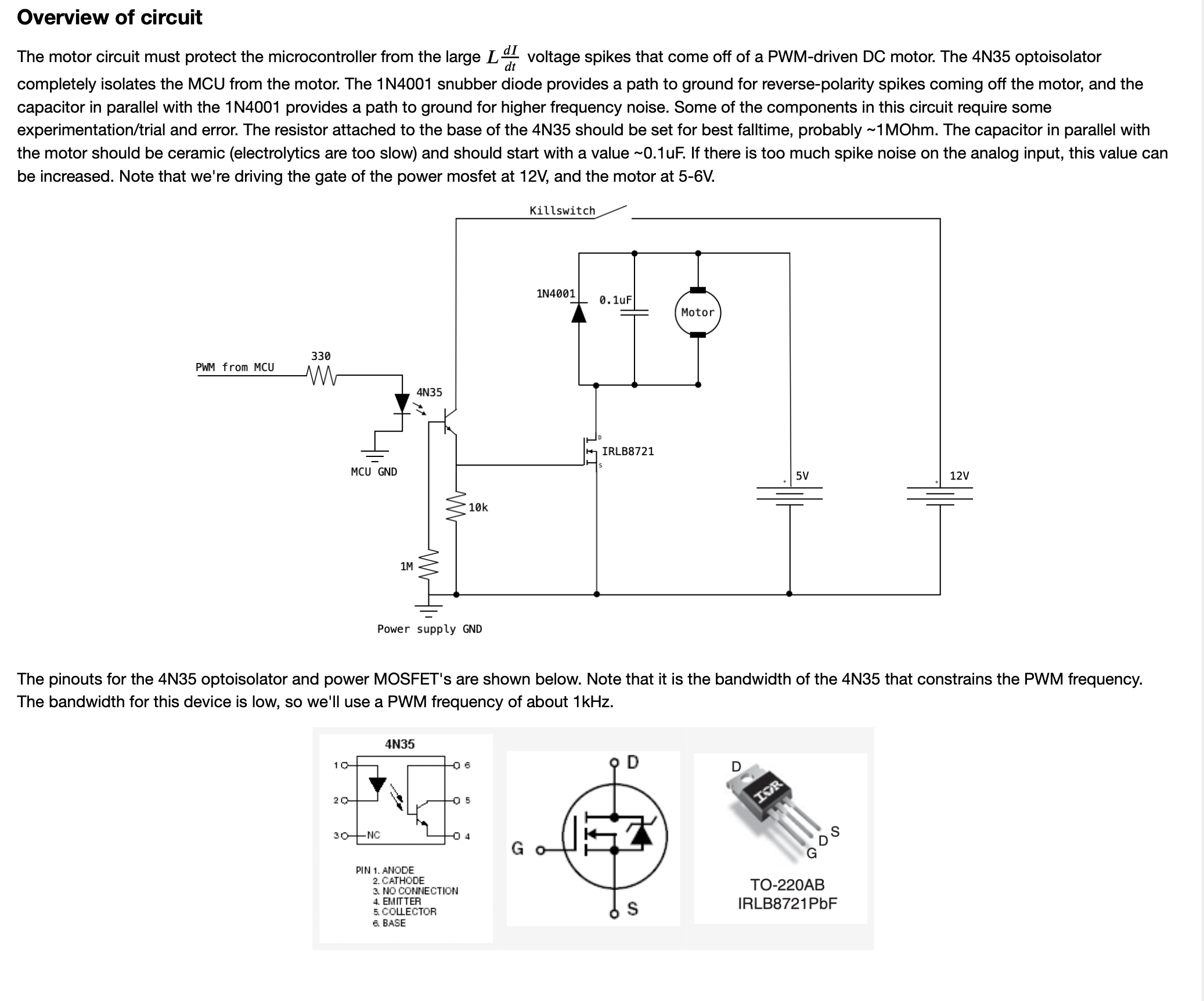Motor control circuit schematic